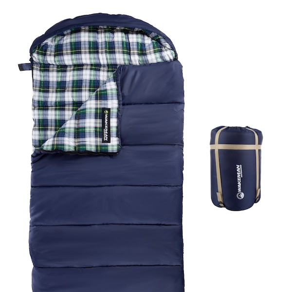 Wakeman Lightweight 32F Sleeping Bag with Hood and Carry Bag for Camping and Hiking by Navy 75-CMP1074 - main